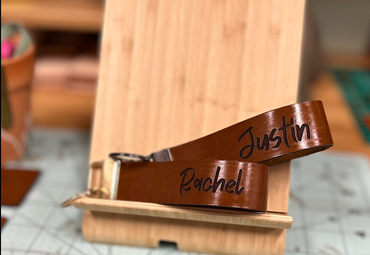 Leather keychain wristlet