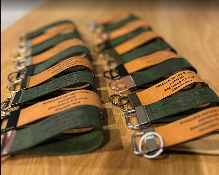 Leather keychain wristlet